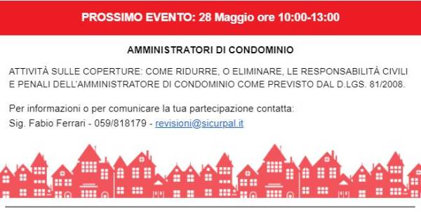 Evento 09/05/2019 per Amministratori di condominio